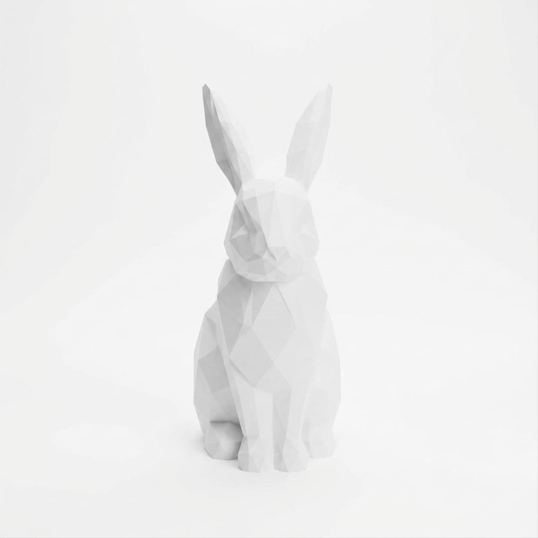 Low Poly Rabbit Figurine | Geometric PLA Sculpture | Minimalist Animal ...