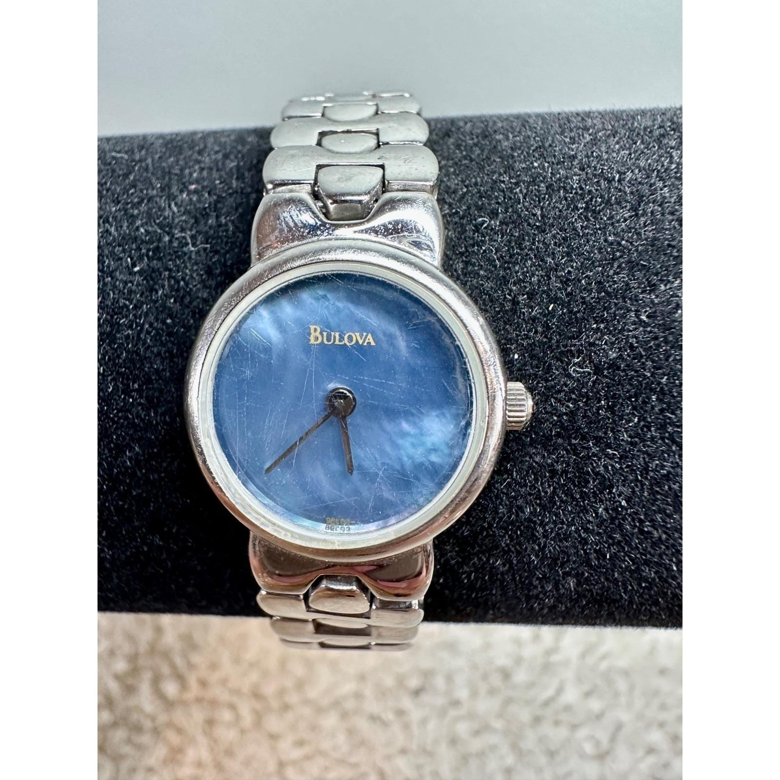 Blue Silicone Strap Watch with Crystal Accent and Mother Pearl face . Amazon.com: Bulova Ladies main image 2