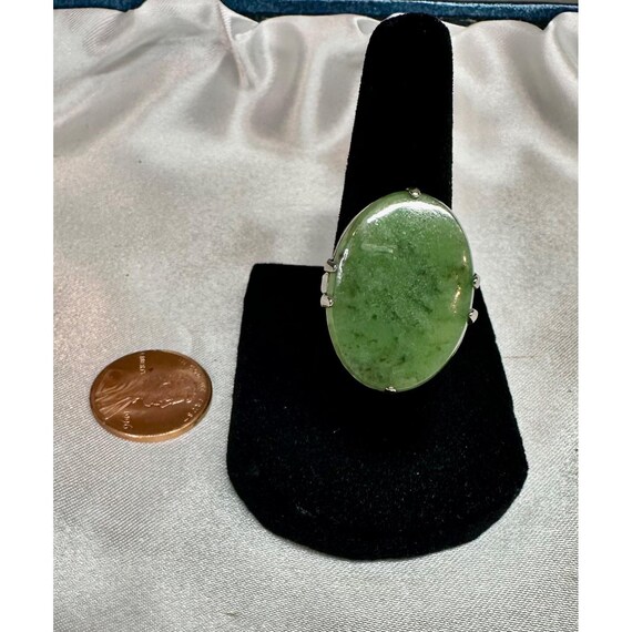 Vintage Samuel Platzer SP Co Jade Ring Sterling Silver Cabochon Size 6.75 View 5