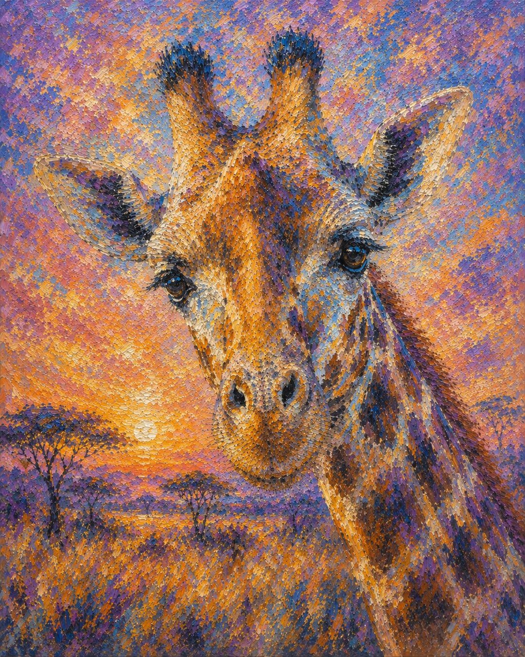Giraffe Wall Art Print, Colourful Safari Giraffe Poster, African ...