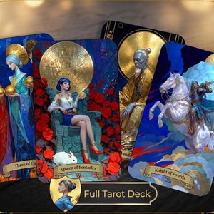 Ornate Luminous Tarot Deck Printable, 78-Card Modern Fantasy Rider Waite
