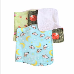 Baby burp cloths / 2 layer Cotton flannel & Terry cloth / baby shower gifts