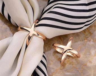 X-Shaped Scarf Clip,  Satin Buckle Ring, Shawl Holder, Hijab Accessory
