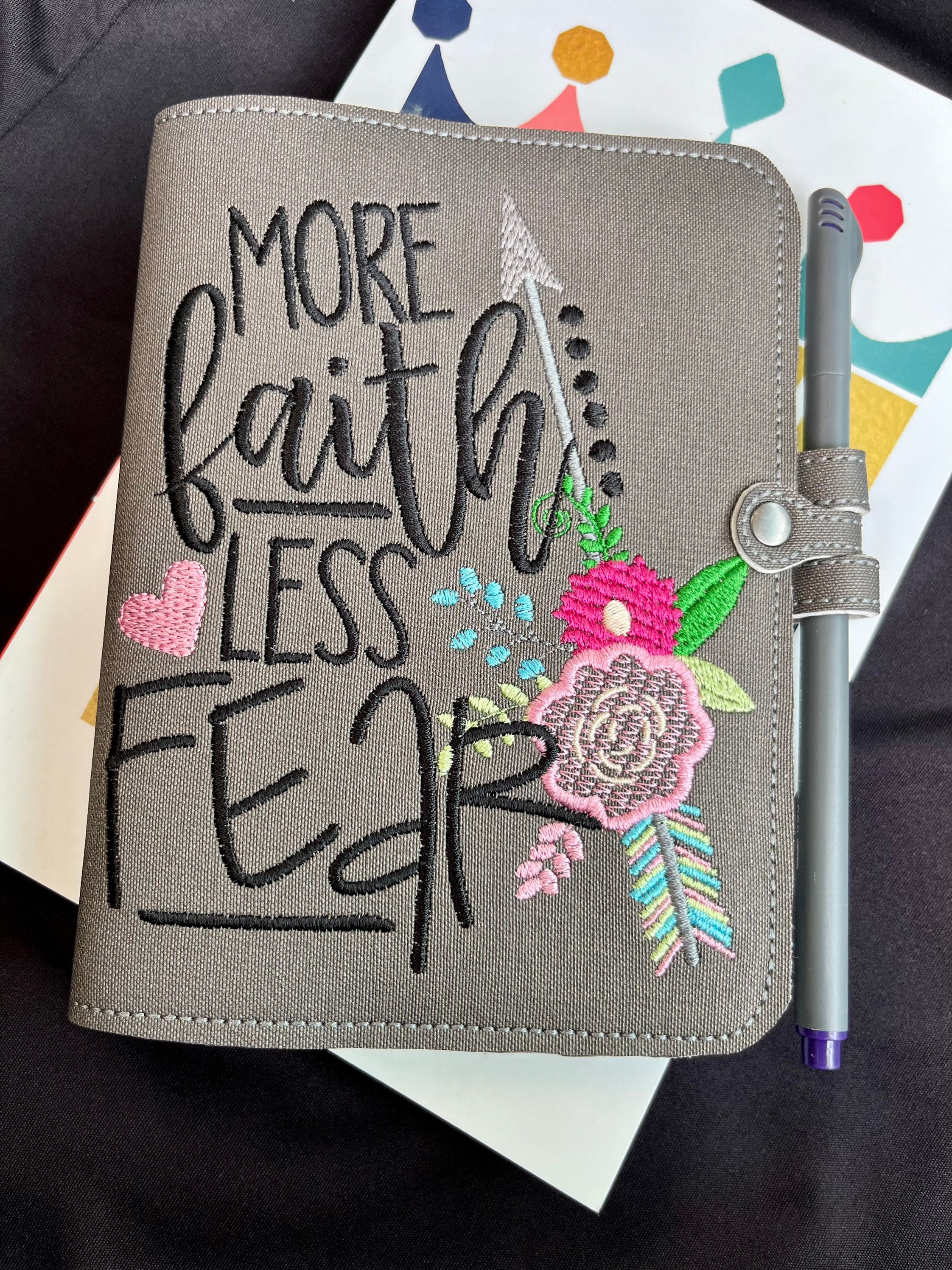 More Faith Less Fear Grey Luxe A6 Notebook Cover