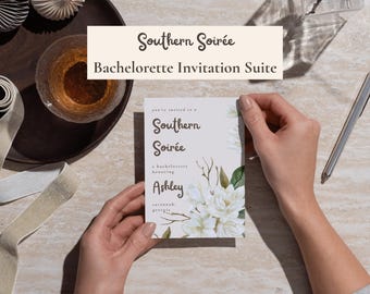 Southern Soirée Bachelorette Invitation Suite | Editable Canva Bach Invite (Digital Template)