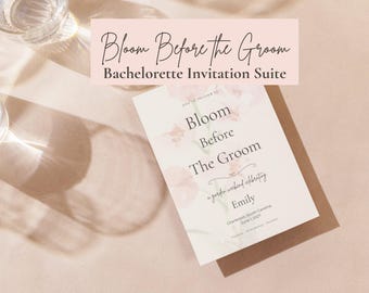 Bloom Before Groom Bachelorette Invitation Suite | Garden Party Weekend Canva Template (Digital Download)