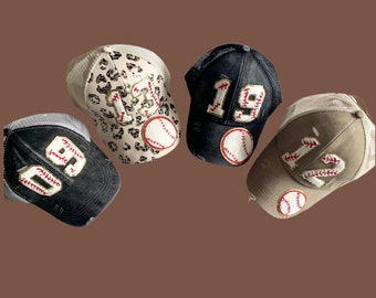 Personalized Ponytail Baseball Cap for Baseball Mom’s with Baseball Players Number, Custom Baseball Cap for Moms