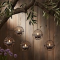 4 Pack Solar Hanging Lanterns Waterproof Outdoor Garden Lights, Cozy Patio Lighting, Backyard Decor, Warm Globe Pendant Lights