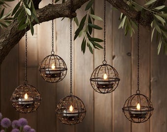 Confezione da 4 lanterne solari sospese impermeabili per esterni, luci da giardino, illuminazione accogliente per patio, decorazioni per il cortile, luci a sospensione a globo a luce calda