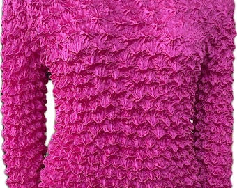 Wrinkle-Free Popcorn Top, Y2K Bubble Shirt, Artistic Pleated Blouse, Japanese-Inspired Style