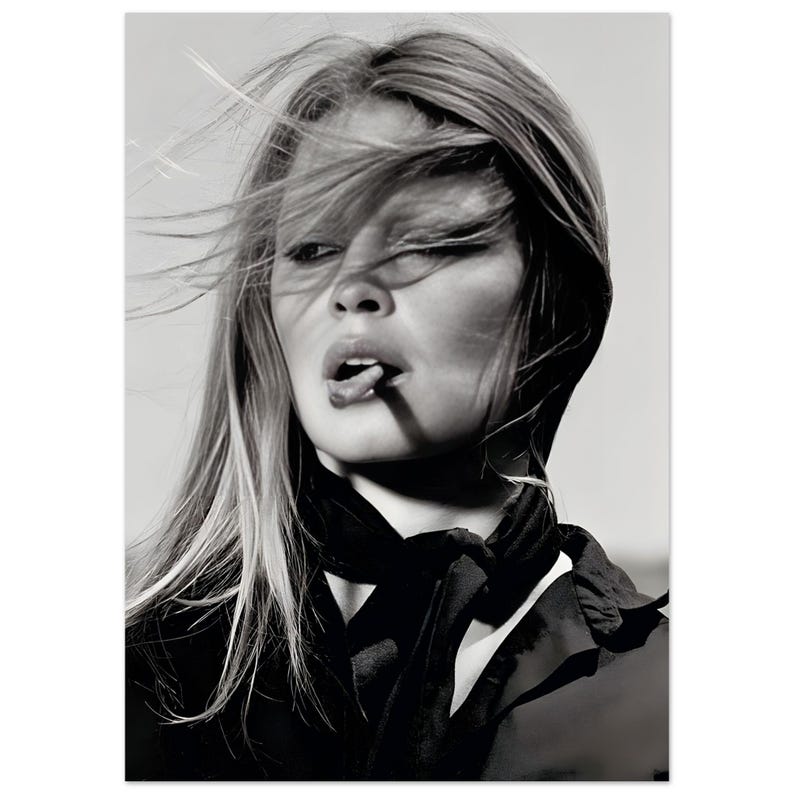Brigitte Bardot Smoking Print, Vintage Hollywood Black and White Wall Art, Vintage Print, Photography Prints, Premium Quality Paper Poster image 4