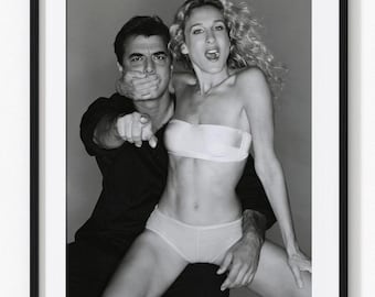 Carrie and Mr. Big Wall Art Print, Sex and the City Poster, Black and White Photography Print, Fashion Wall Decor, Vintage Photo Print