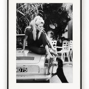 Brigitte Bardot with Dog Poster, Black and White Wall Art, Vintage Print, Photography Print, Museum Quality Photo Art Print image 1