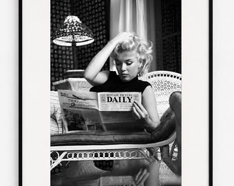 Marilyn Monroe in a Hotel Print, Black and White Wall Art, Vintage Print, Photography Prints, Museum Quality Photo Art Print