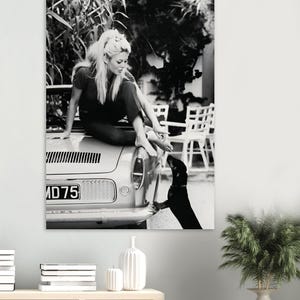 Brigitte Bardot with Dog Poster, Black and White Wall Art, Vintage Print, Photography Print, Museum Quality Photo Art Print image 3