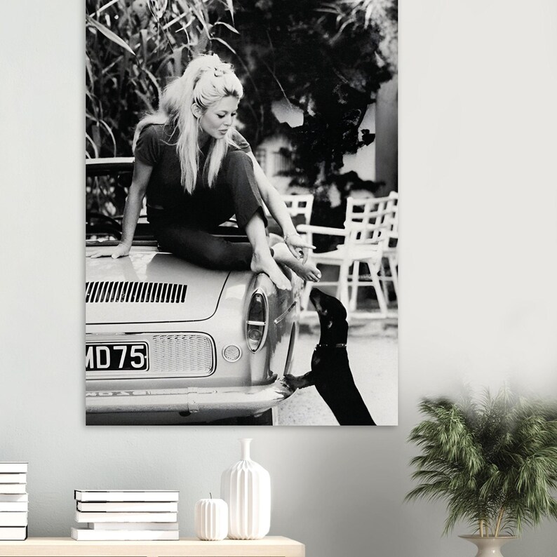 Brigitte Bardot with Dog Poster, Black and White Wall Art, Vintage Print, Photography Print, Museum Quality Photo Art Print image 3
