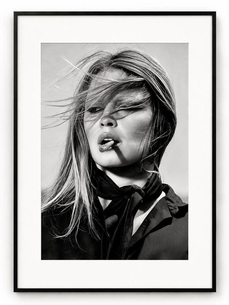 Brigitte Bardot Smoking Print, Vintage Hollywood Black and White Wall Art, Vintage Print, Photography Prints, Premium Quality Paper Poster image 1