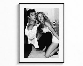 Carrie & Mr. Big, Satc Stampa in bianco e nero, Decorazione murale per bagno, Decorazione murale in bianco e nero, Stampa vintage, Stampe fotografiche, Stampa fotografica d'arte