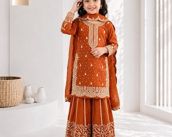 Kinder Fendy Silk Palazzo Anzug Set mit Stickerei