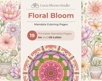 Kleurplaten bloemenmandala, 19 afdrukbare bloem-pdf's