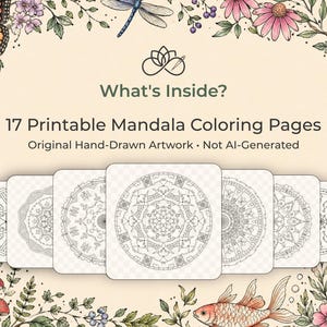 Målarbilder med fjärilar och vilda djur i mandala, 17 PDF-filer bild 2