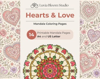 Kleurplaten hartmandala, 14 printbare liefdesontwerpen