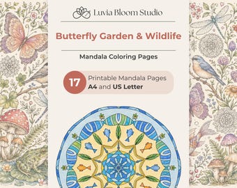 Kleurplaten vlinder- en dierenmandala's, 17 pdf's