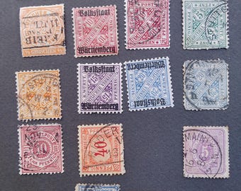 Lot stamps Germany BADEN, Wurttemberg, Reichspost, Old Kingdoms, HIGH VALUE Collectible vintage, rare find