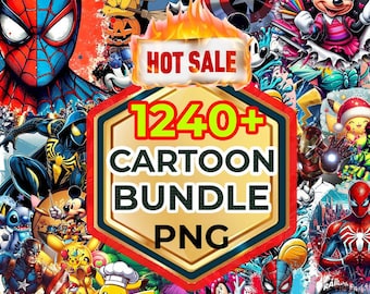 1240+ cartoonbundel png, stripfiguren, vakantie-svg, megabundel png, retro png-bestanden, cartoonbestand, superhelden-clipart, T-shirtsontwerp.