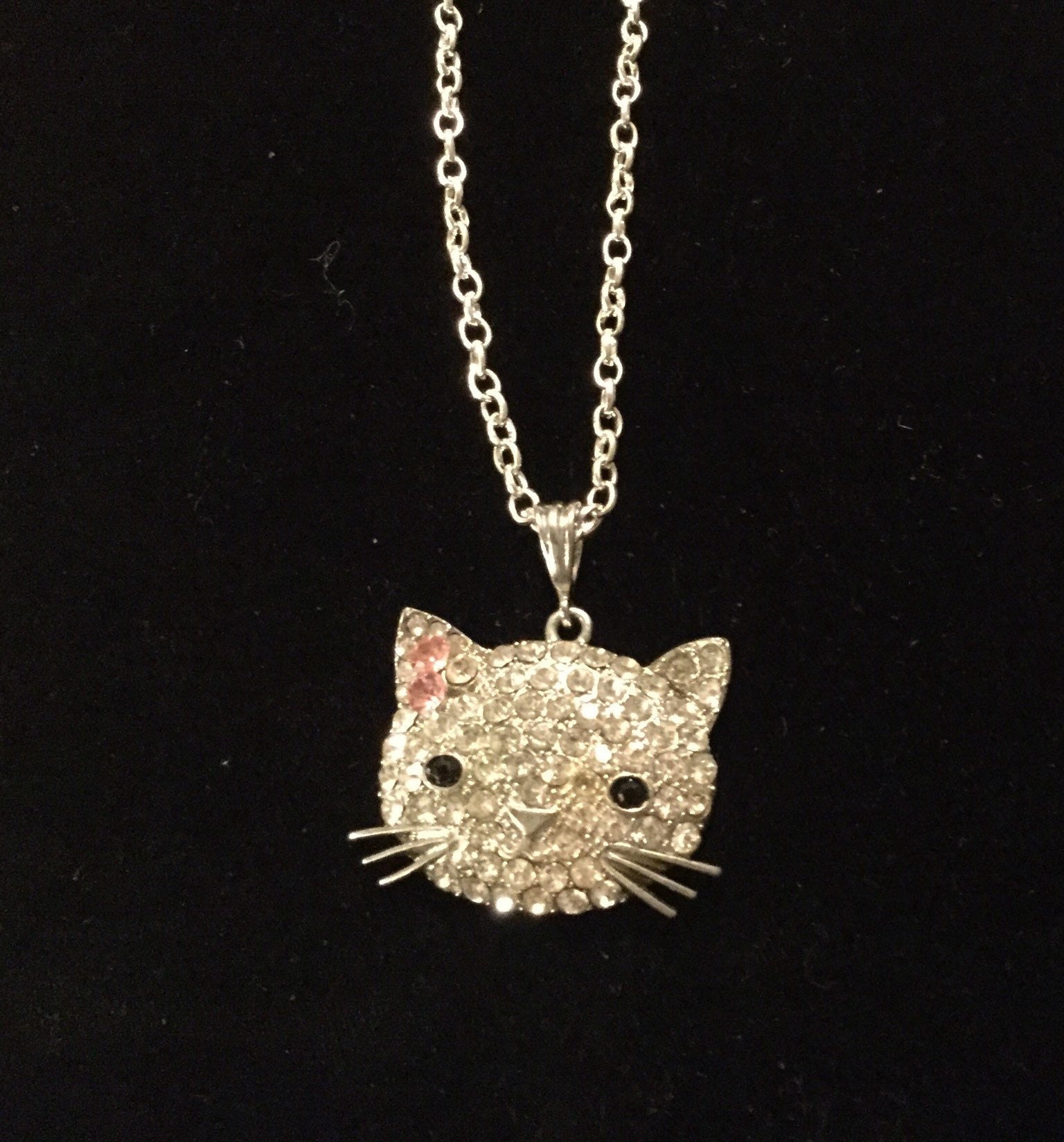 Pretty Cz Diamond Iced Out Kitty Bow Necklace - YoniDa'Punani