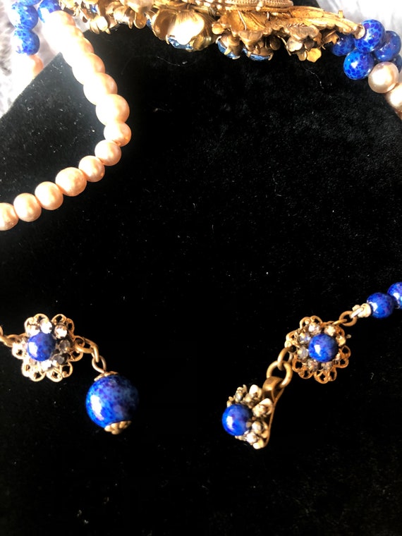 Miriam Haskell Blue Lapis Necklace Double Strand … - image 9