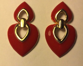 Red Enamel Cloisonné Drop Earrings