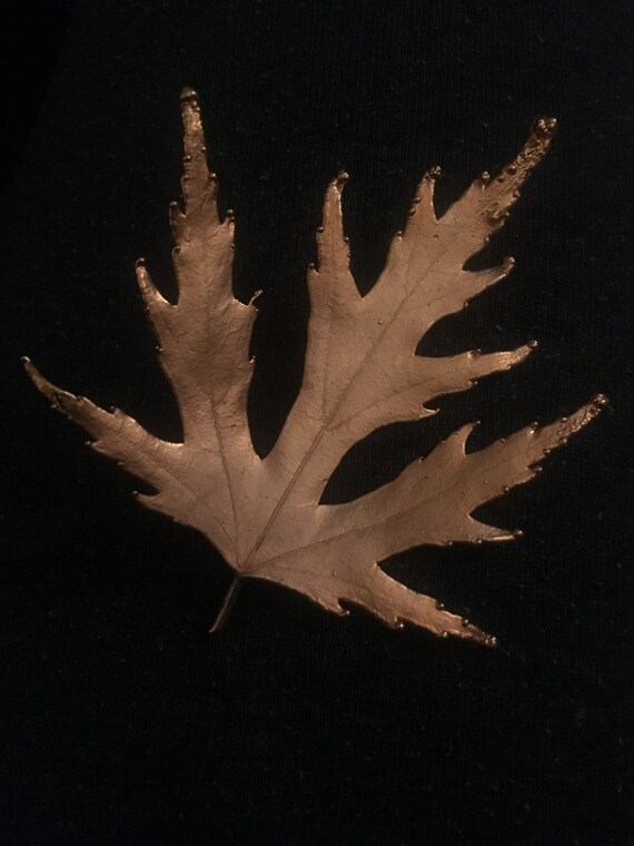 Gold Dipped Silver Maple Leaf Brooch: Realistic A… - image 2