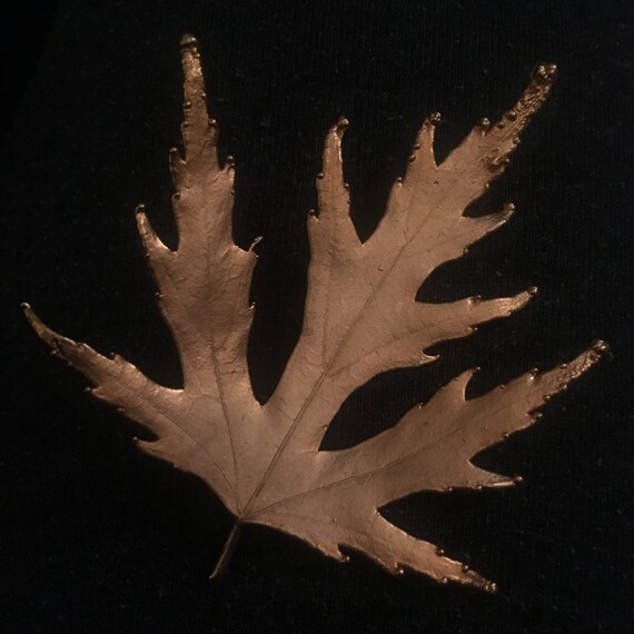 Gold Dipped Silver Maple Leaf Brooch: Realistic A… - image 4