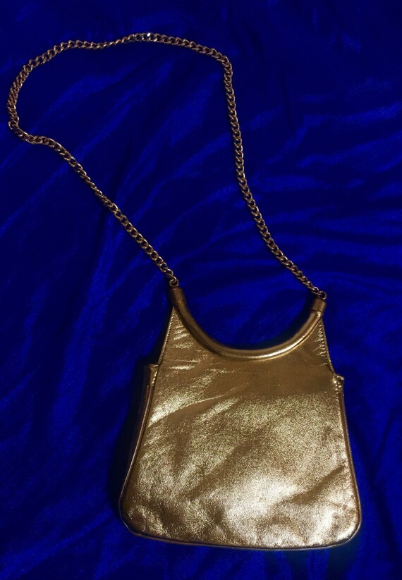 Gold Lame cocktail purse/evening bag with gold me… - image 3