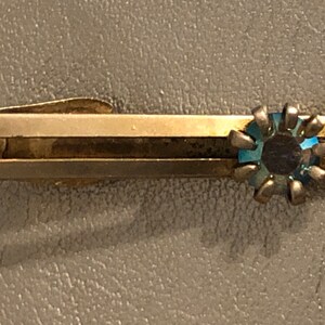 Art Deco Gold Alligator Men’s Tie Clip- Crystal Aurora Borealis Center- Tie Bar - Wedding -Vintage