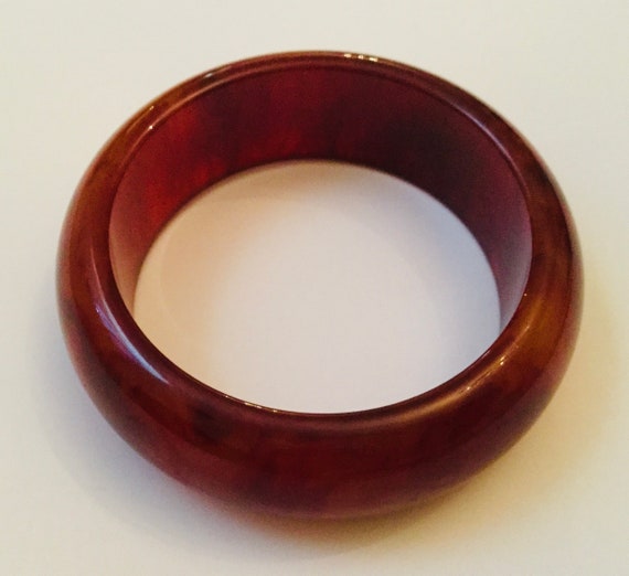 Bakelite Cherry Marble Bangle Bracelet- Tested - … - image 4