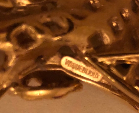 Large 3 “Gold Metal Lattice Bow BROOCH - pin. Sig… - image 7
