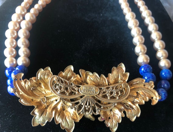Miriam Haskell Blue Lapis Necklace Double Strand … - image 7