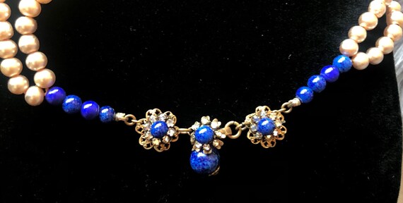 Miriam Haskell Blue Lapis Necklace Double Strand … - image 10