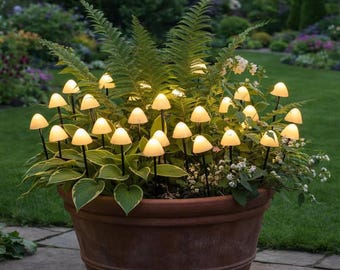 Solar Mushroom Garden Lights, Set of 10 Fairy Outdoor Stake Lights, Waterproof Lawn Decor