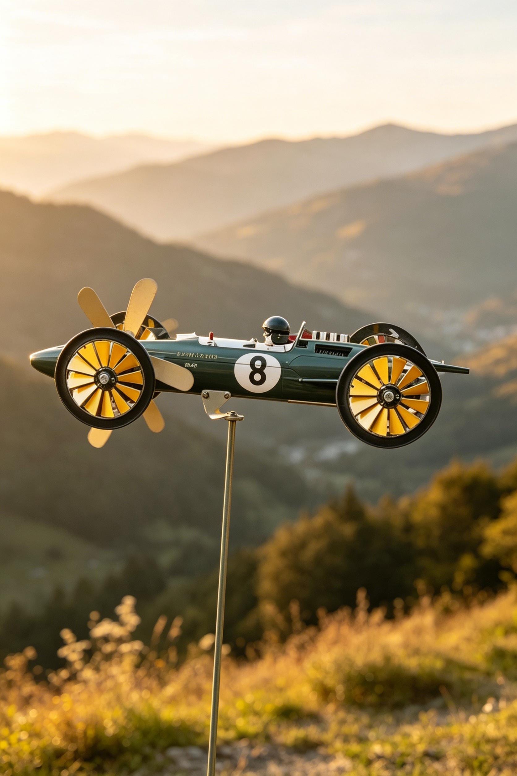 Vintage Racing Car Wind Spinner, Metal Garden Stake, Outdoor Lawn Decor ...