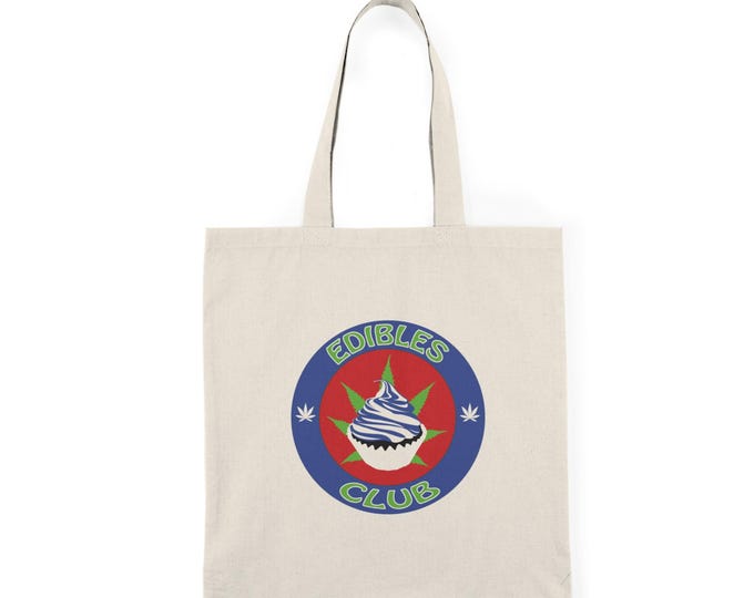 Edibles Club tote bag | cupcake logo cannabis leaf design