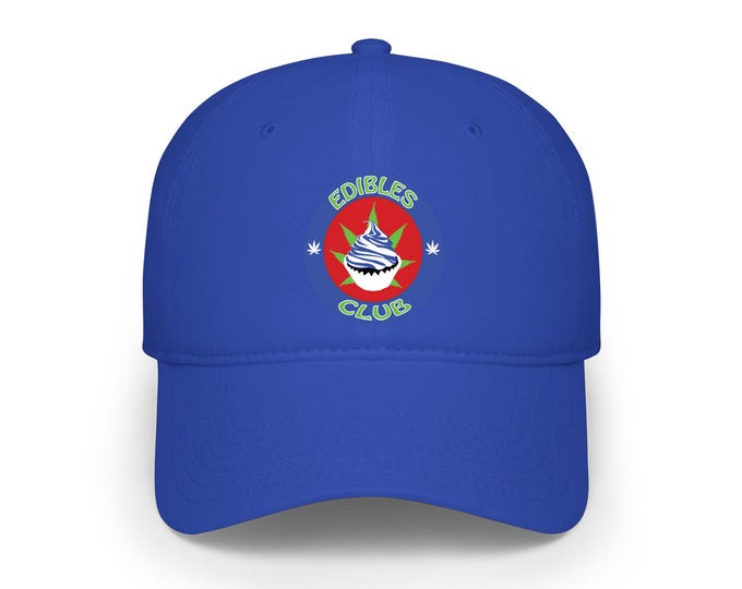 Edibles Club Logo Baseball Cap | Cannabis Leaf, Joint Patch Embroidered