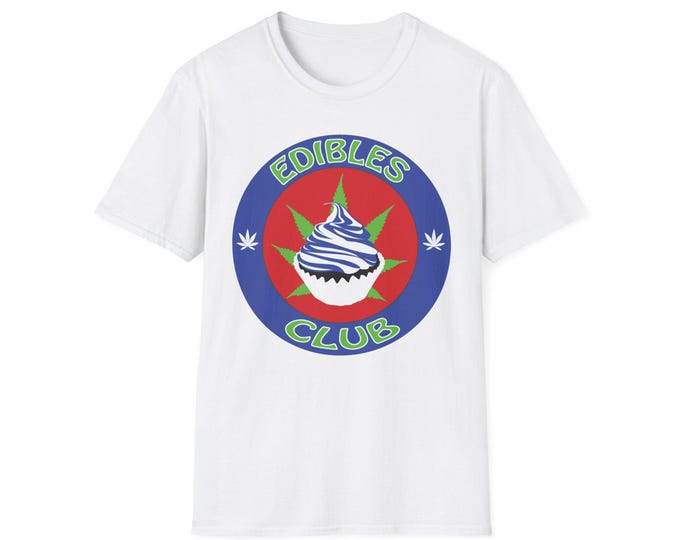 Edibles Club cupcake logo T-Shirt | cannabis leaf badge