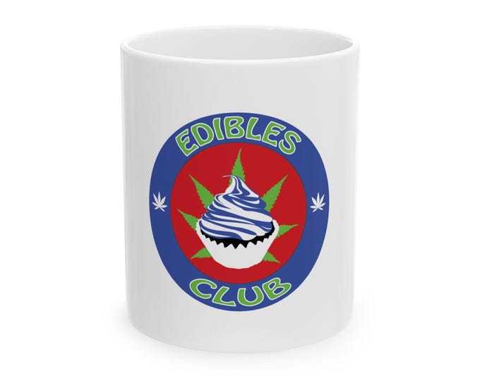 Edibles Club cupcake with cannabis leaf Mug | Ceramic coffee cup
