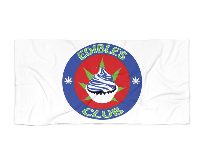 Edibles Club Beach Towel – Soft Polyester Print, Cotton Backing (30" x 60")