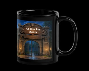 Black personalized zoo mug