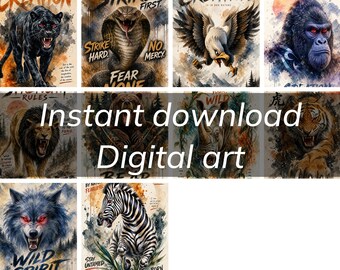 Fierce Black Panther Art Print | Edgy Animal Lover Gift | Digital Download | Moody Office Decor
