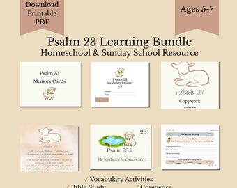 Psalm 23 Einheit Lernpaket Kinder Bibel Studium Druckbare Sammlung Homeschool Ressourcen Christliche Elementare Lernaktivitäten